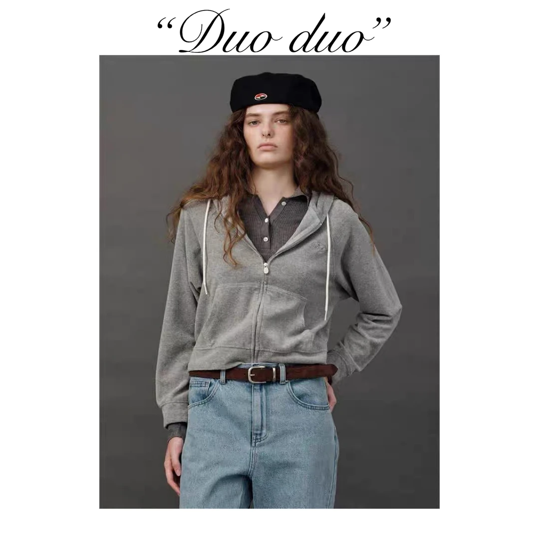 八奶外套 - 韩国单开春新款连帽短卫衣外套显高显瘦百搭女宽松