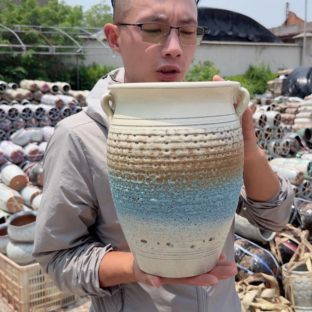 紫砂花盆口20高28.5（一个三色老庄