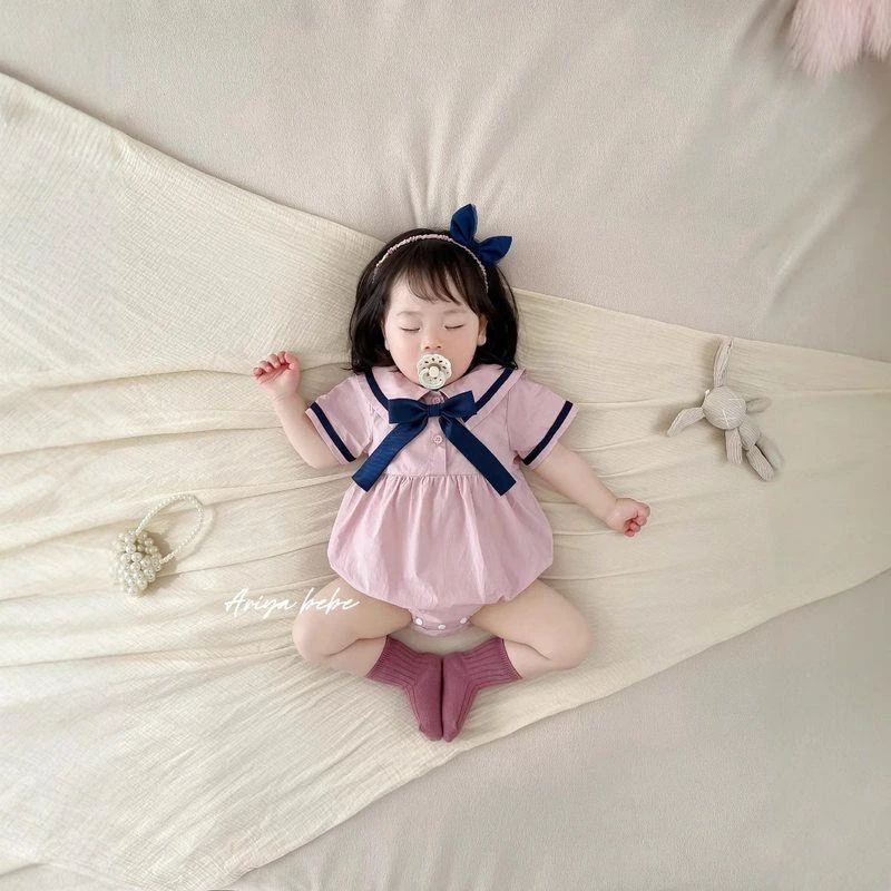 婴童连体衣25夏新款韩系可爱Ary包屁衣N020粉色