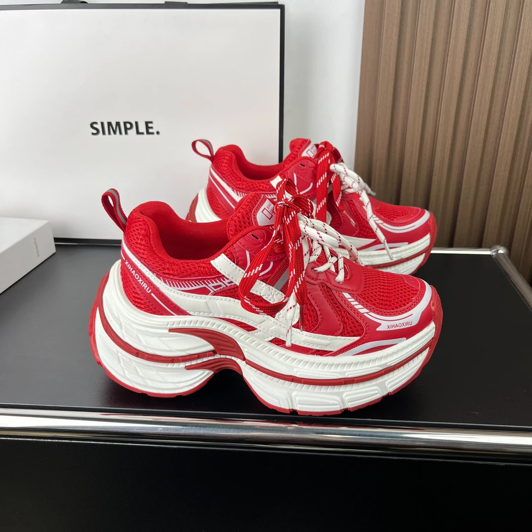 欧洲站2026春季时尚松糕底休闲老爹鞋女厚底增高运动鞋女潮鞋单鞋