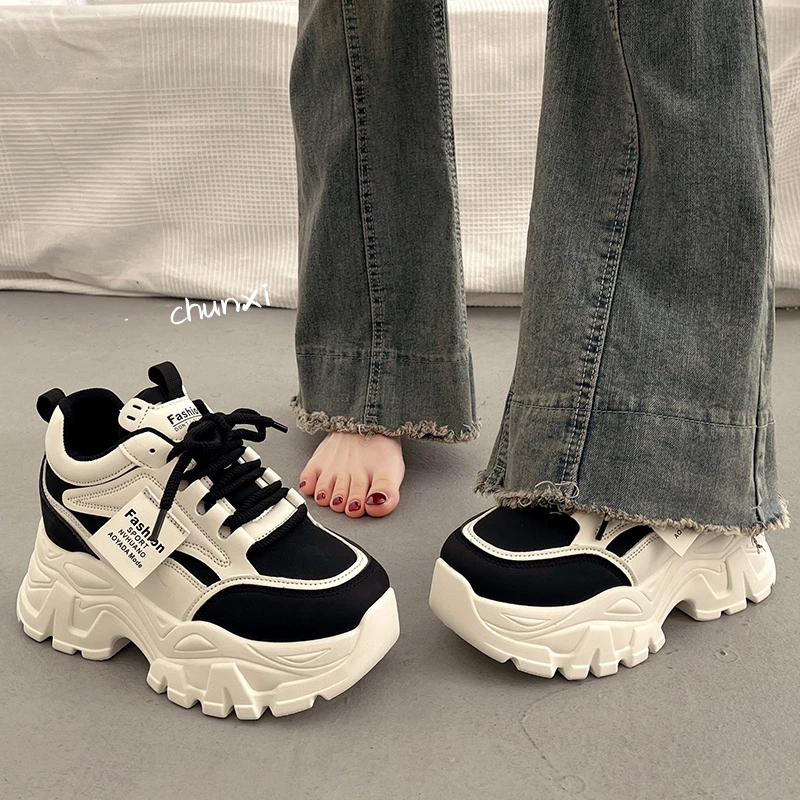 欧洲站松糕厚底老爹鞋女显脚小增高2025新款夏秋小个子休闲运动鞋