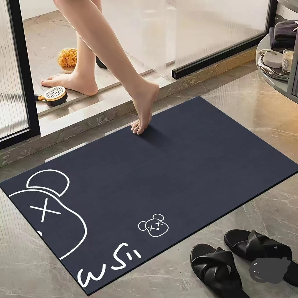 暴力熊可爱卡通卫生间浴室家用洗手间卧室吸水防滑速干地垫脚垫