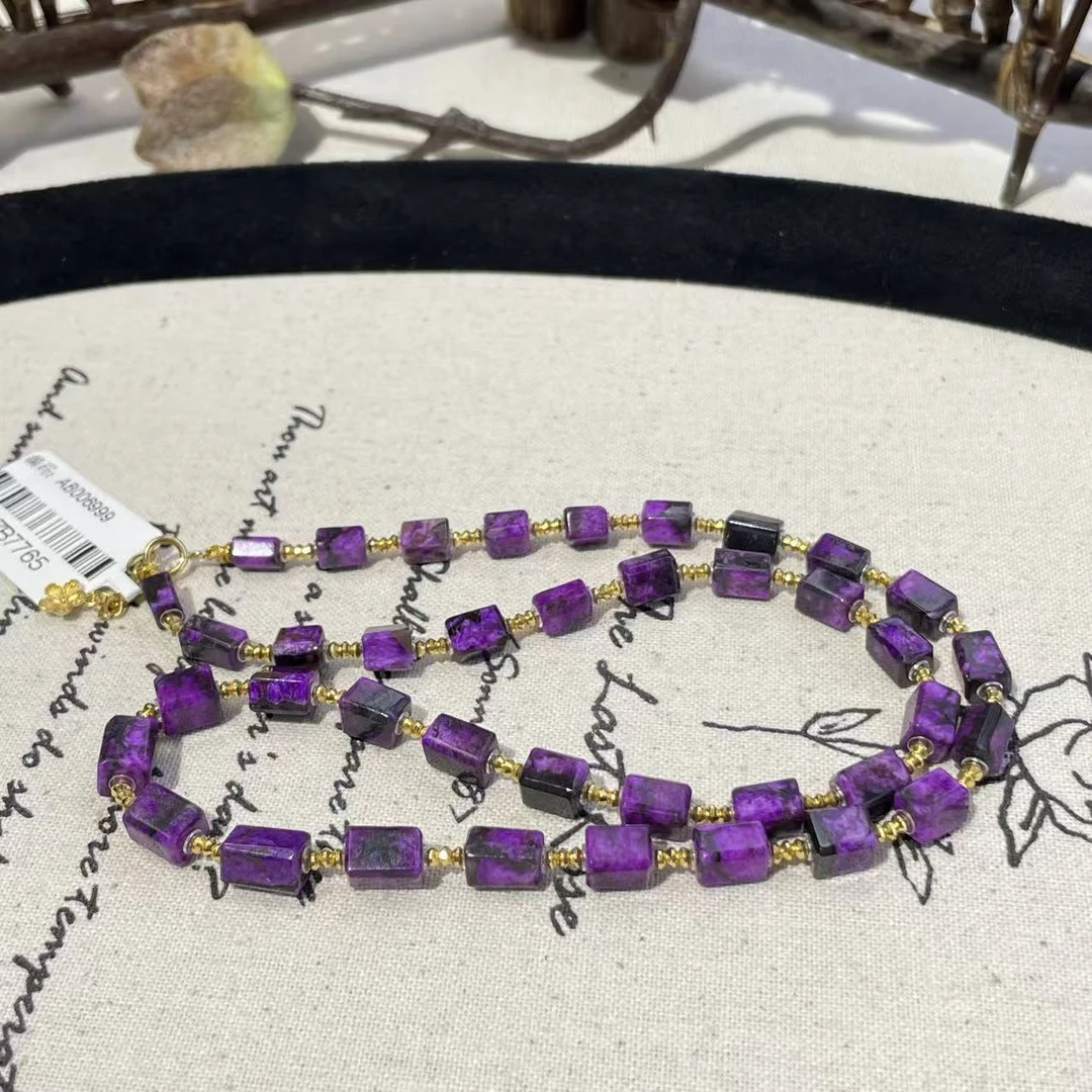 南非舒俱来夹层红丝绒四棱珠项链40cm/18k/AZB7765(绒雪)