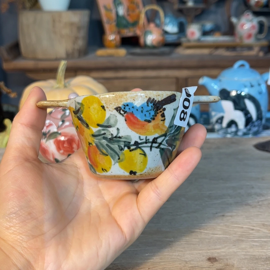 壶素浅陶瓷手工手绘