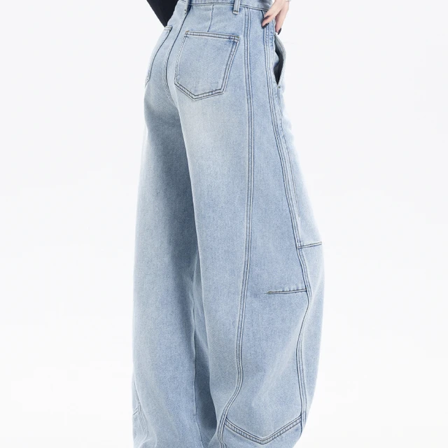 女式牛仔裤女式2025新宽松风格高腰修身裤为小个子超级流行的弯刀