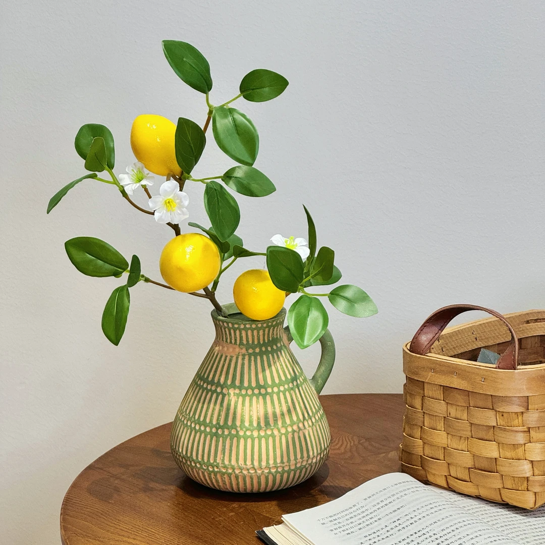 仿真柠檬果枝条干花果树枝果实仿真花假花摆设花艺摆件