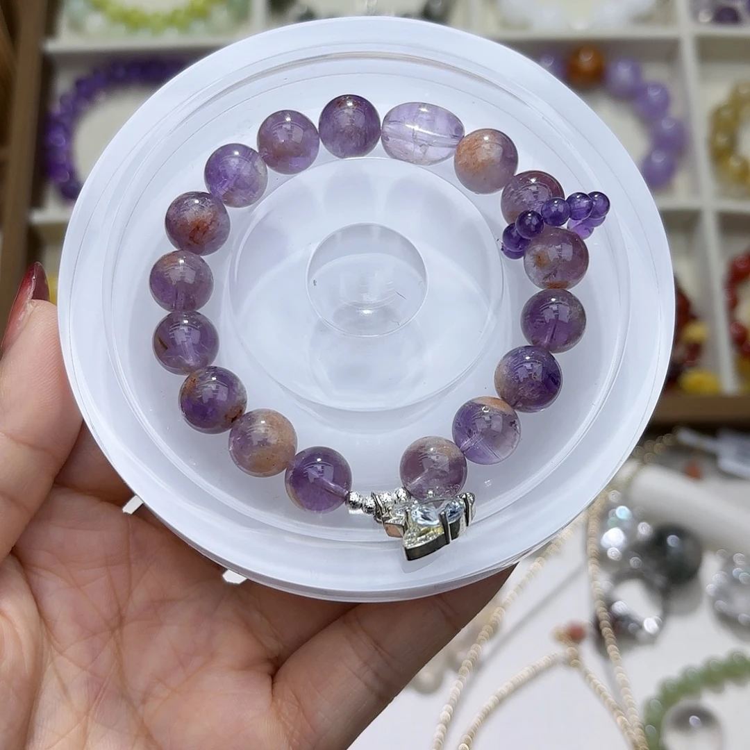 石英石纯铜紫幽灵手串