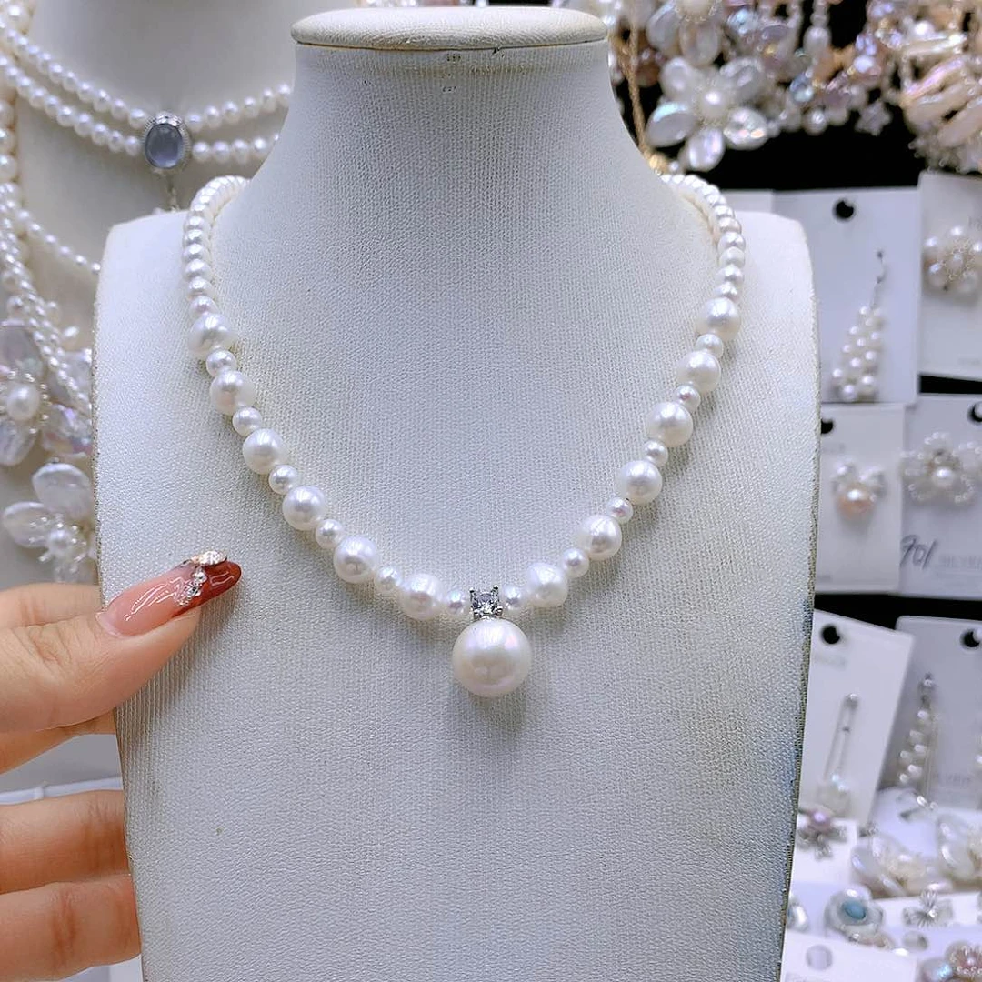 银S925镶嵌耳饰淡水珍珠