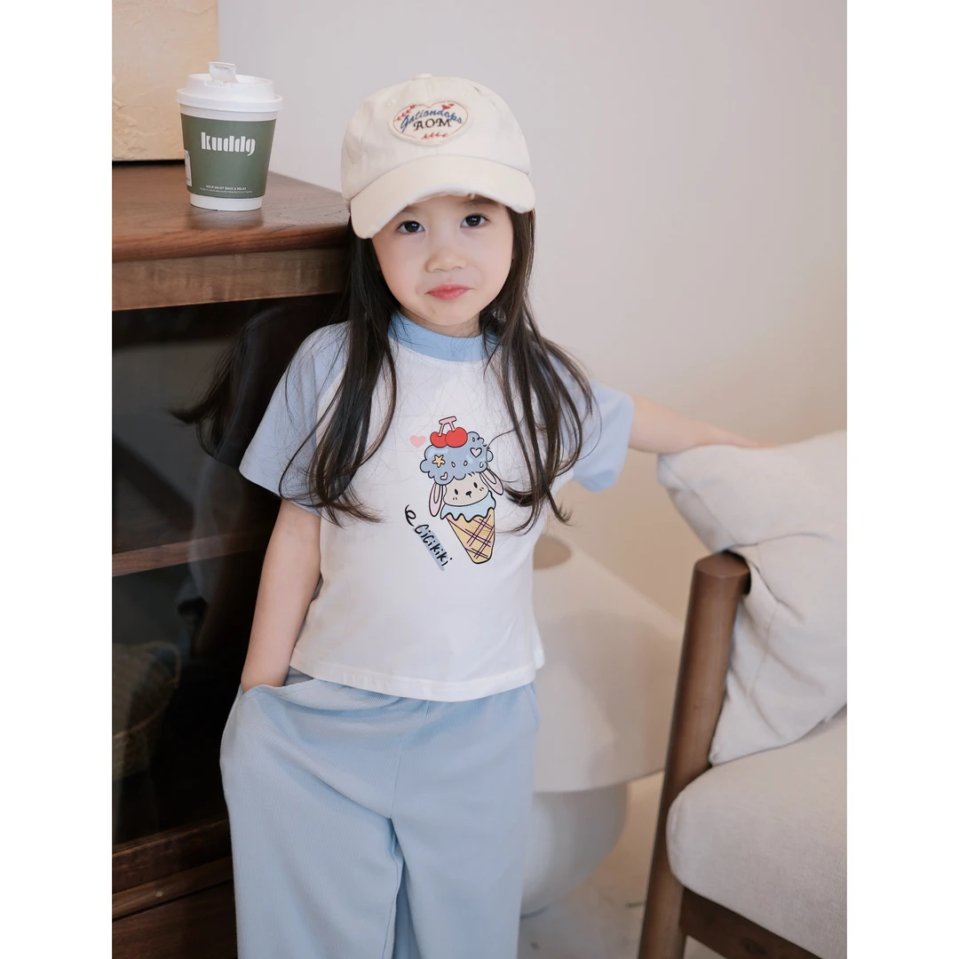 【小莎】2025儿童夏季新款女孩圆领童装T恤 熙熙可可TX2513
