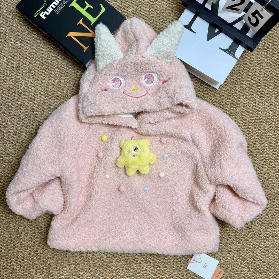 女童连帽卫衣秋冬季2024新款宝宝冬装上衣加厚加绒保暖儿童毛毛衣