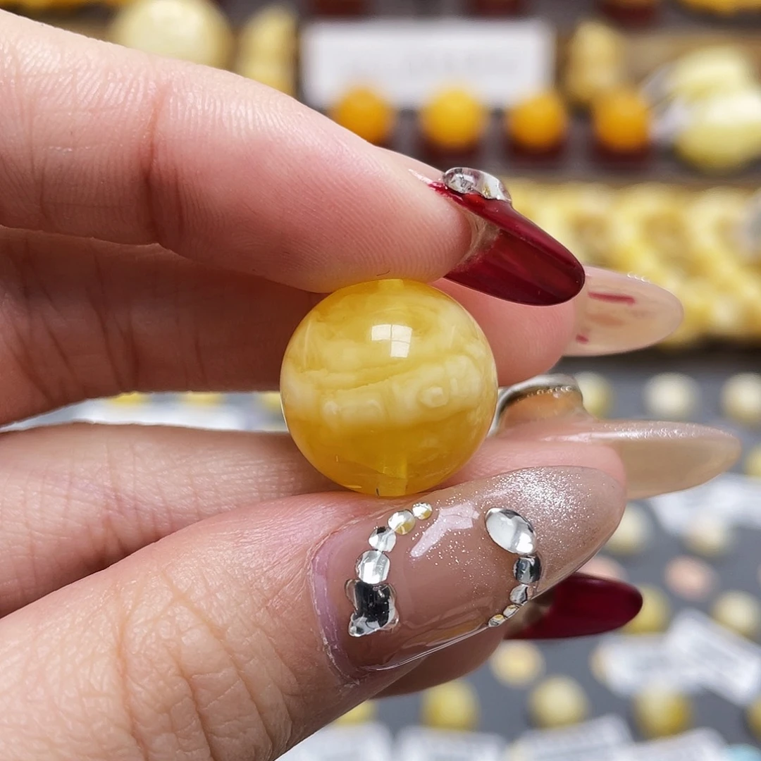 琥珀裸石未镶嵌蜜蜡圆珠16.4mm微瑕