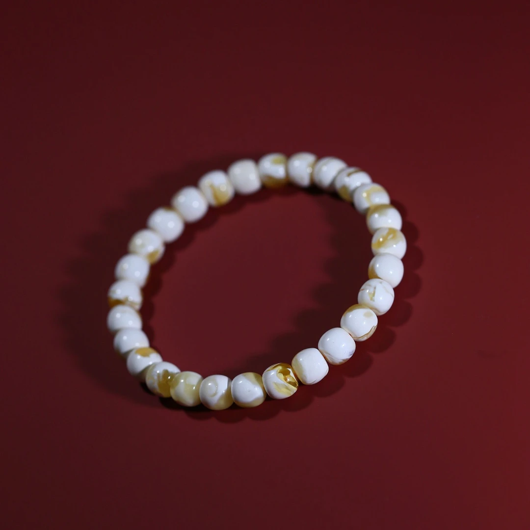 天然原矿蜜蜡金漆白精工高庄8m老型时尚轻奢百搭单圈