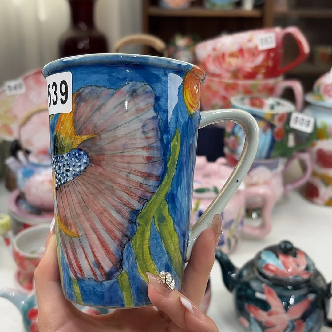 瓷片景德镇手绘高温釉下彩陶瓷茶具