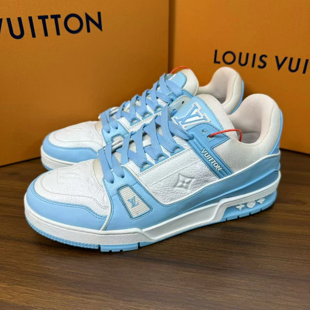 【海蜀黍特惠】LouisVuitton/路易威登经典天空蓝配色Trainer板鞋