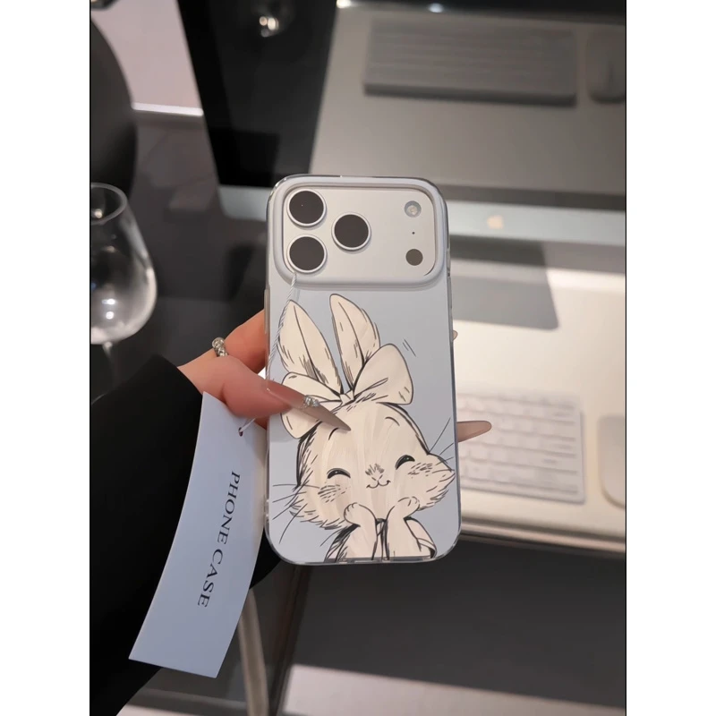 蝴蝶结小兔适用苹果17pro手机壳16p华为p80羽纱imd小米17小众荣耀