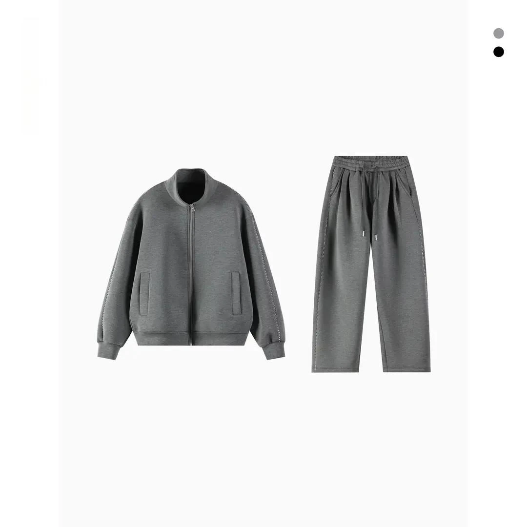 GDDCUPE77 双层太空棉哈灵顿拉链卫衣外套卫裤休闲运动套装