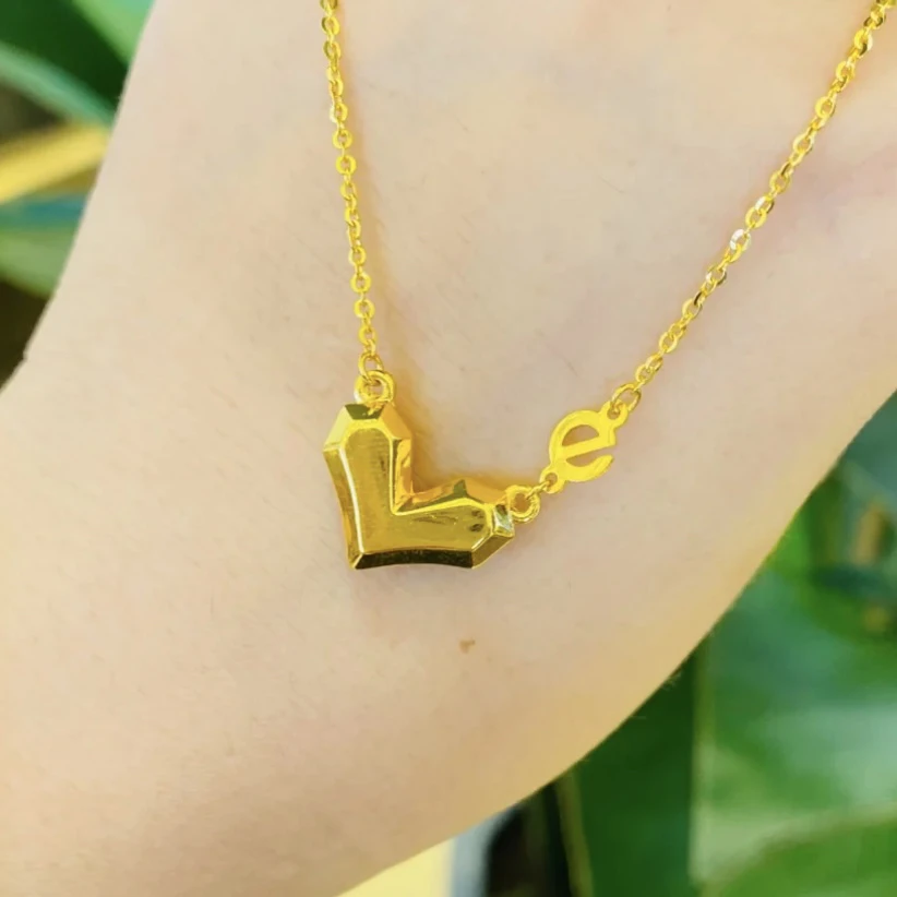 足金爱心黄金套链情人节礼物5G工艺