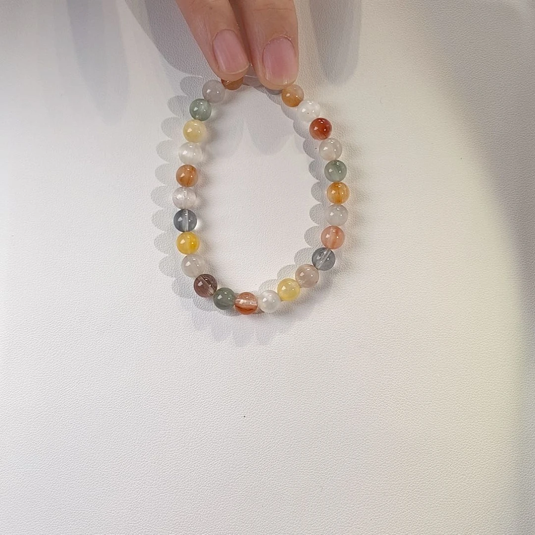 未镶嵌手链水晶天然兔毛水晶顺毛手串仙女色系