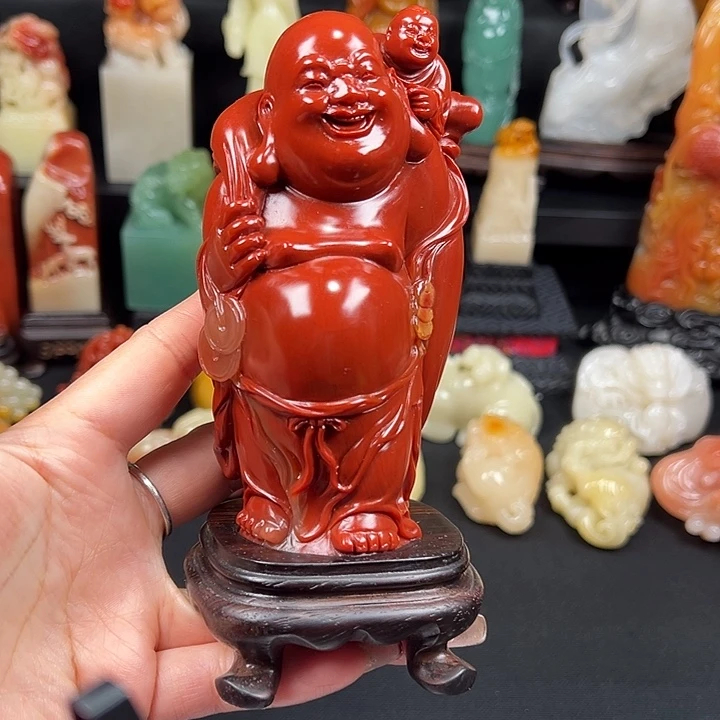 寿山石高山朱砂红石