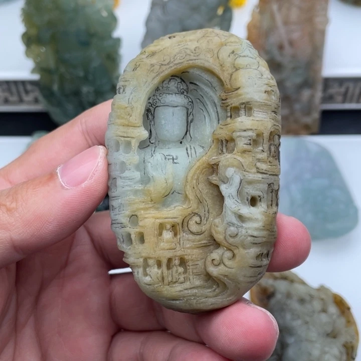 未镶嵌定制翡翠石窟佛