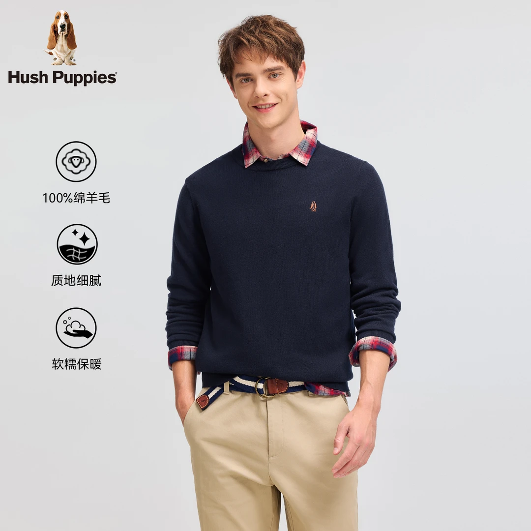 「双十二好物」暇步士男装25冬季软糯全羊毛保暖百搭圆领毛衣CW598