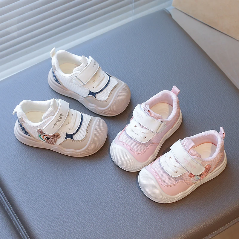 2025春季新款透气刺绣卡通宝宝鞋男童软底学步鞋防滑防撞女宝童鞋