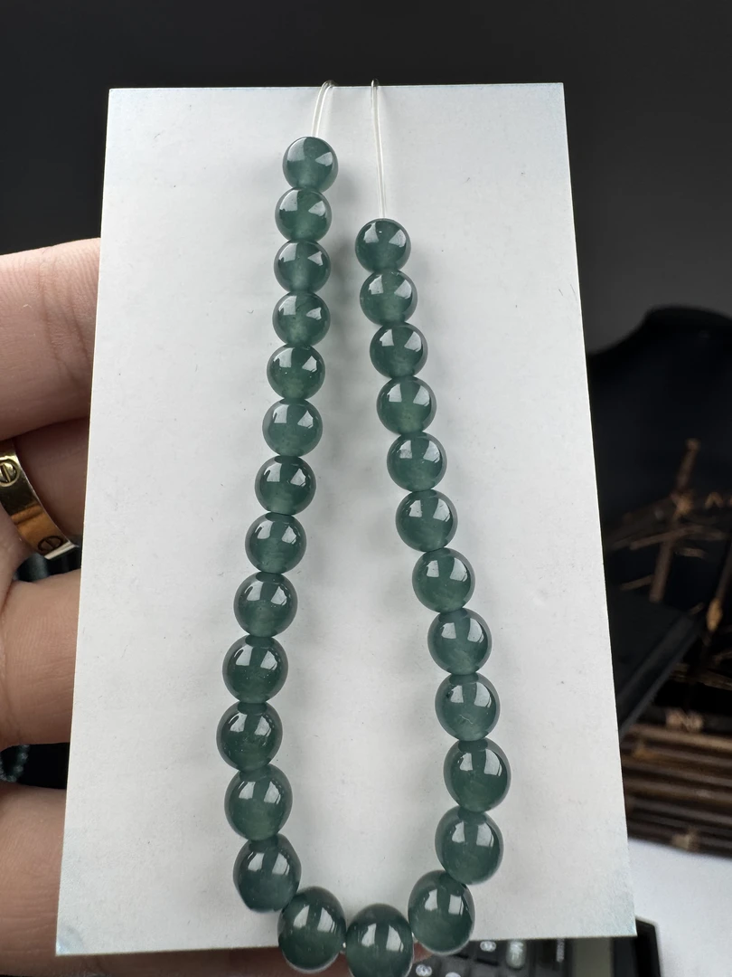 天然A货翡翠手链30颗卡6深
