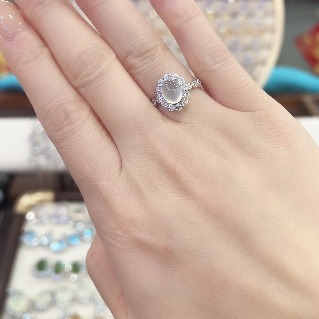 蛇纹石玉银S925镶嵌戒指