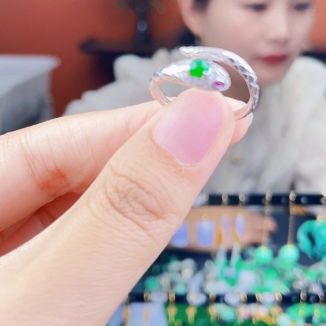 翡翠戒指银S925镶嵌