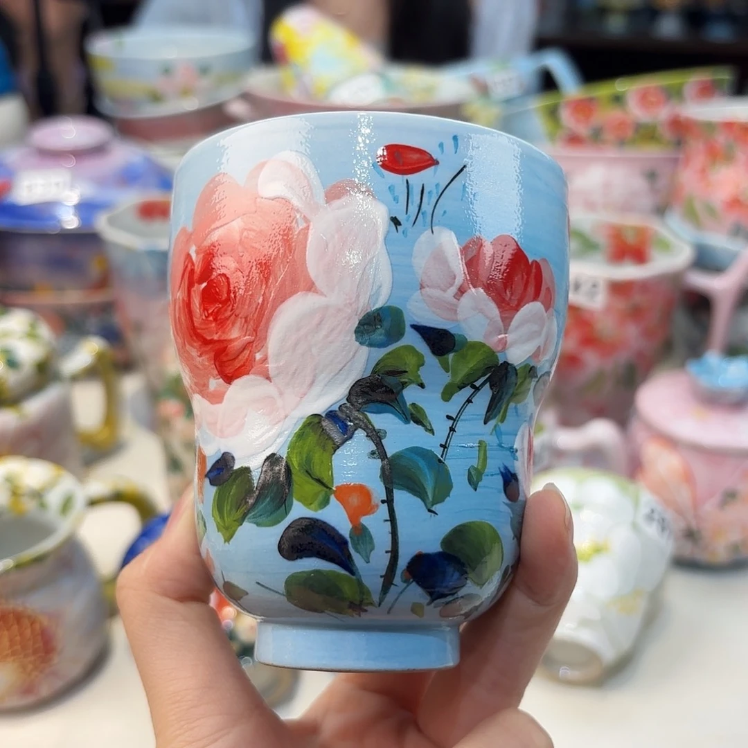 瓷片景德镇手绘高温釉下彩陶瓷茶具