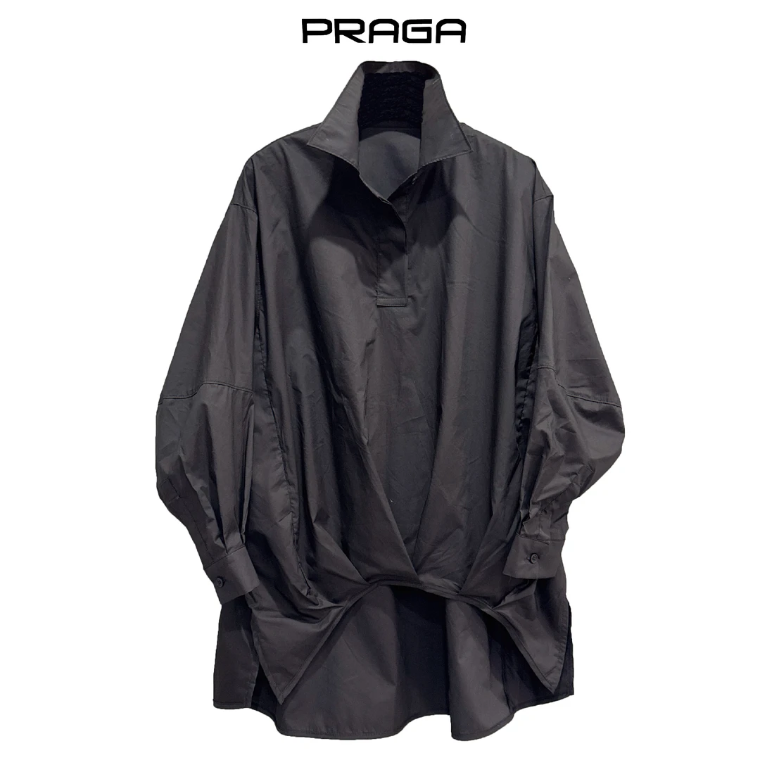 PROGA设计感不褪色轻职风时尚衬衣长袖衬衫百搭上衣休闲春季秋季