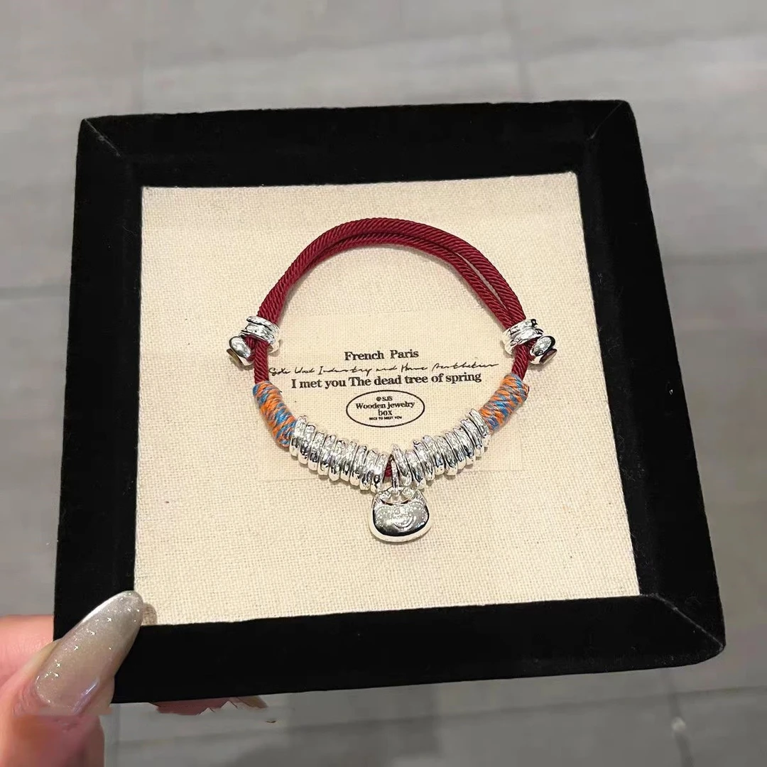 足银布艺手链 Y-007复古新中式小胖福手链古法盘缠碎银几两