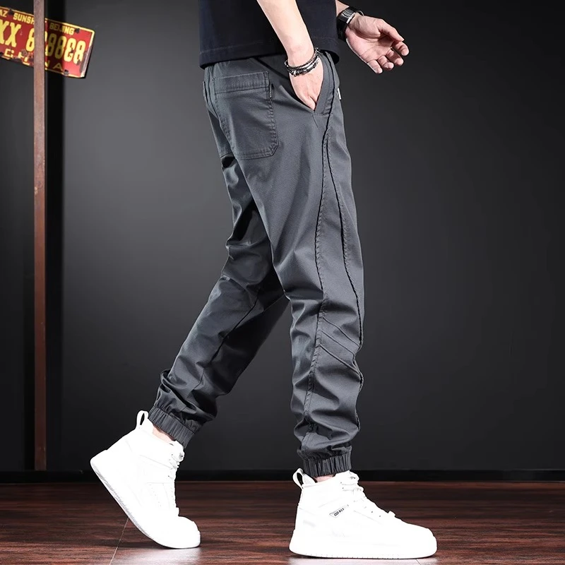 美式潮牌复古工装裤子男秋冬季宽松大码潮流束脚裤耐磨百搭休闲裤