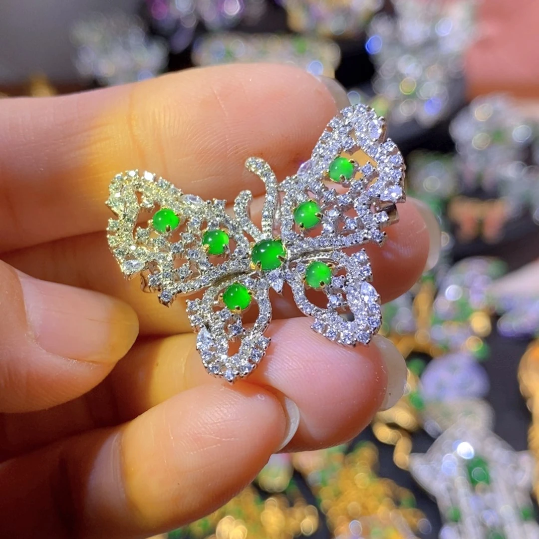 吊坠(不含链)银S925镶嵌翡翠