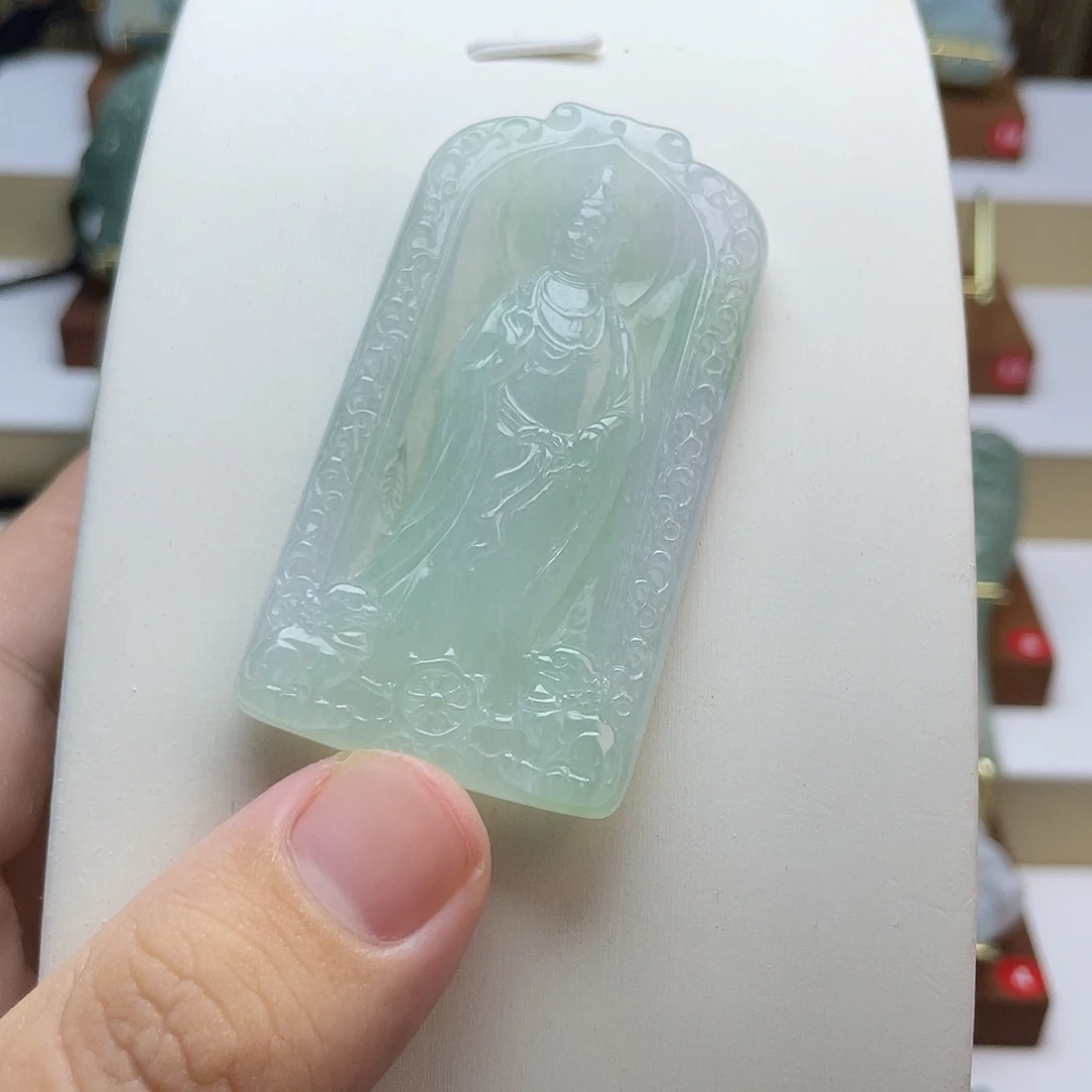 翡翠未镶嵌吊坠(不含链)站观音