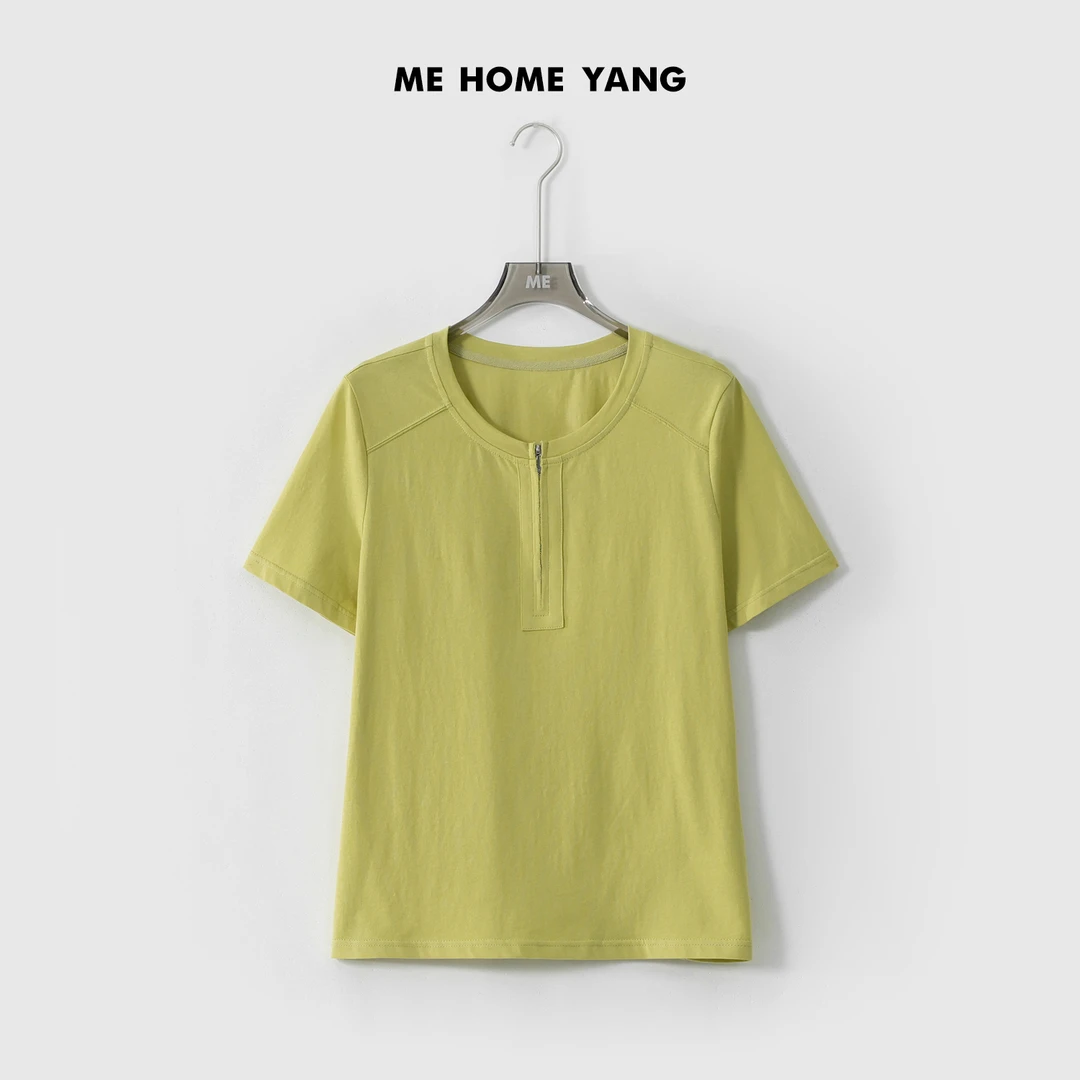 ME【毛边半开领T】高知轻透冰肌感透气显瘦百搭时尚短袖T恤MESS3686