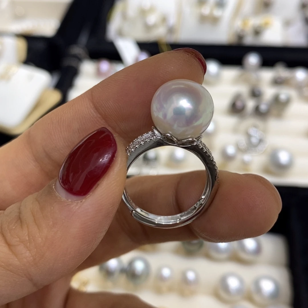淡水珍珠戒指银S925镶嵌