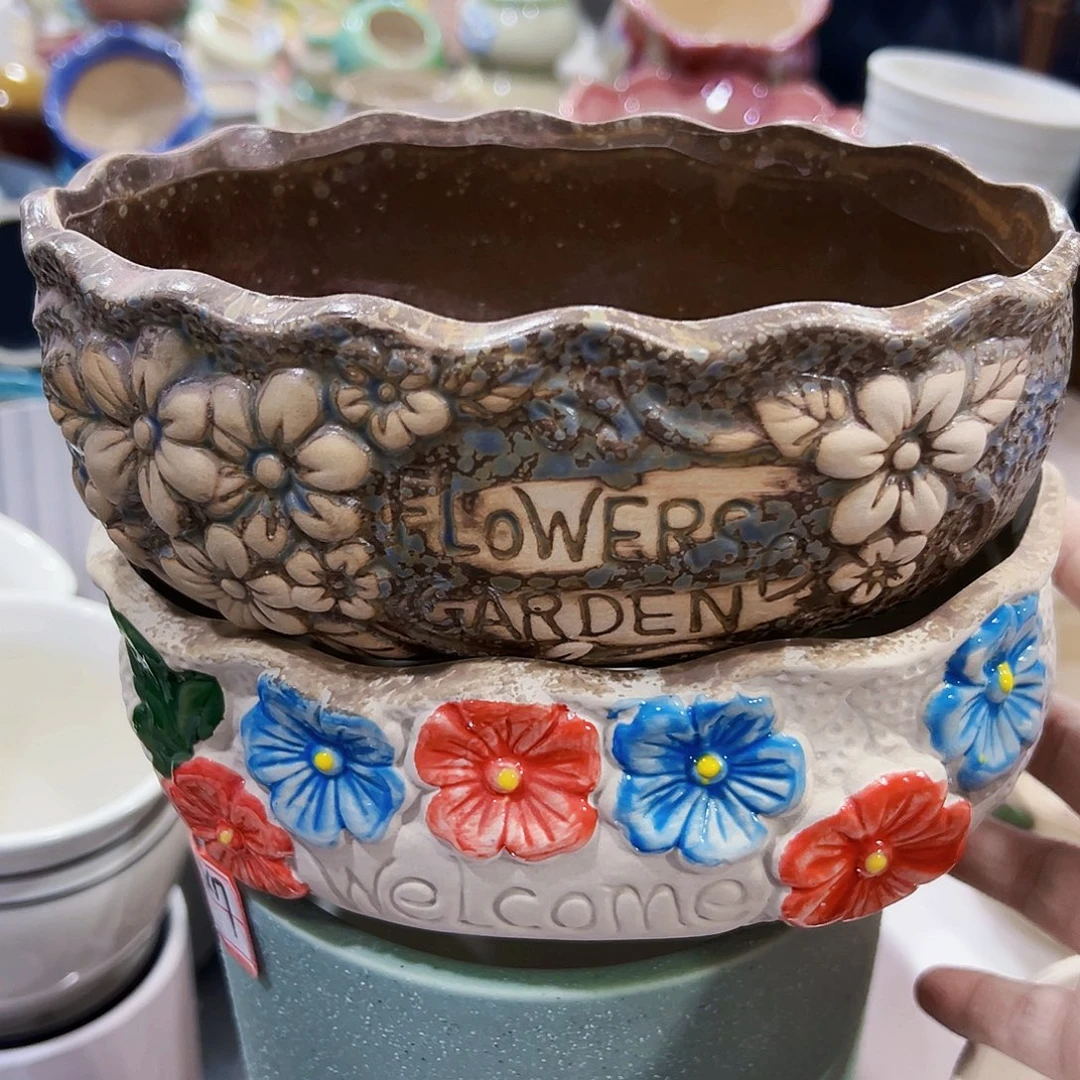 外贸尾单陶瓷花盆凑单10米包邮