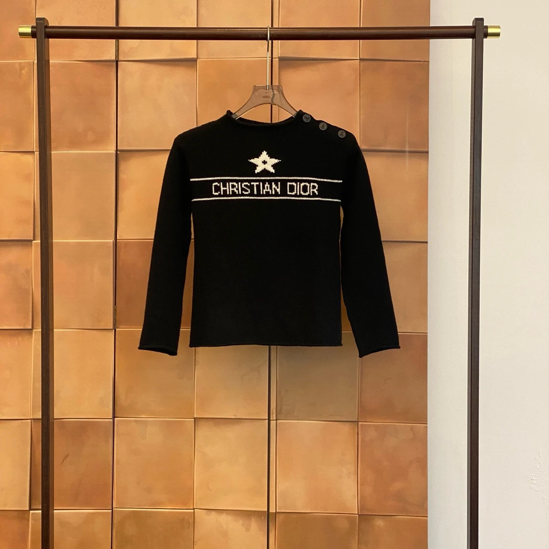 全新未使用 DIOR/迪奥 爆款幸运星标语logo羊绒毛衣/36码 /29557