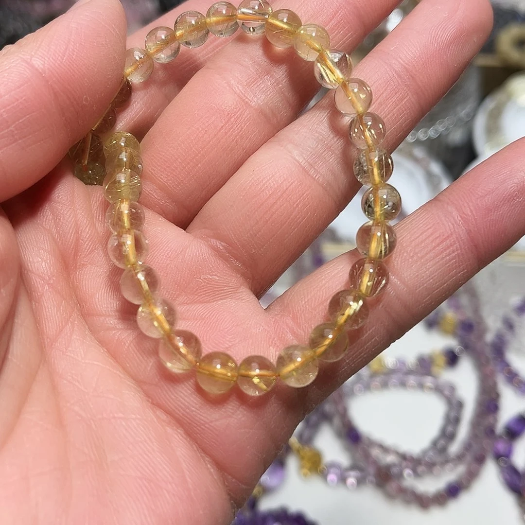 水晶手链未镶嵌青****巴金发晶6.7mm