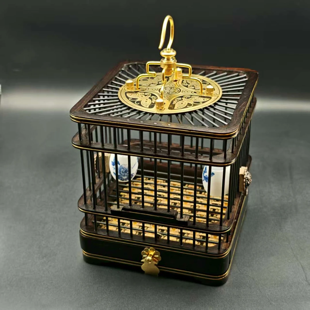 新品超值福利款乌木紫光檀抽屉款蝈蝈笼子好清理