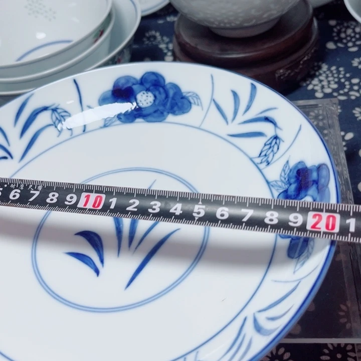 青花玲珑8寸窝盘木棉花
