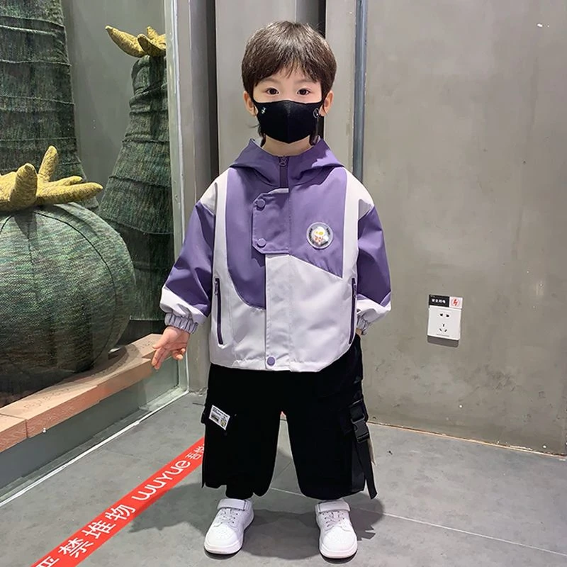 奥特曼衣服男童秋装外套年新款儿童休闲上衣秋蓝色婴儿冲锋衣