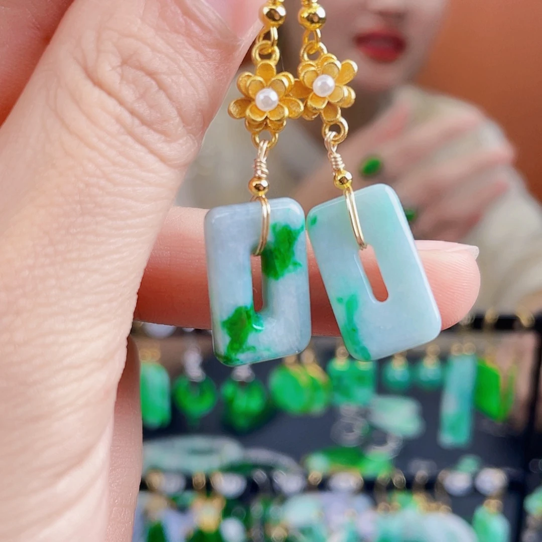 翡翠未镶嵌耳饰饰品