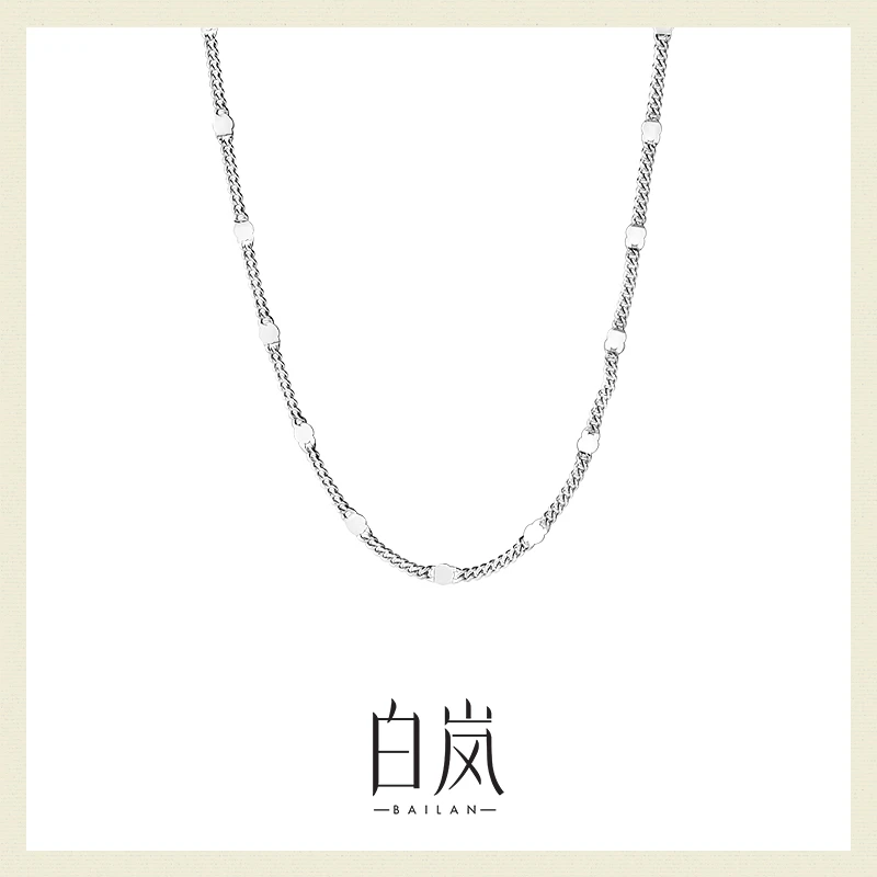 链子925银 白岚 925银闪片链轻奢锁骨链裸链颈链新款精致独特项链
