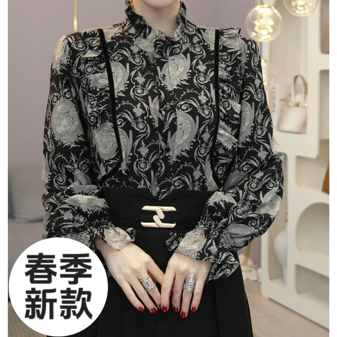 薄款现货2025春季【3796-1】轻奢高级时尚小众设计师复古百搭上衣女