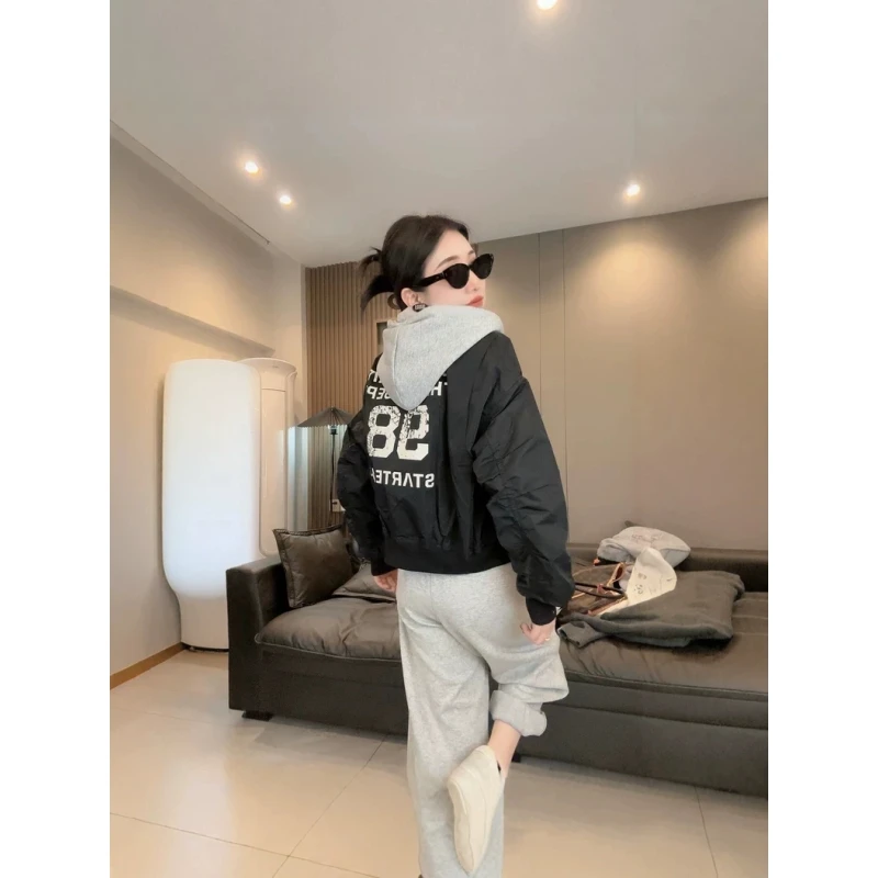 韩范连帽棒球服女时尚超火长袖夹克2025秋季新款宽松洋气短外套潮