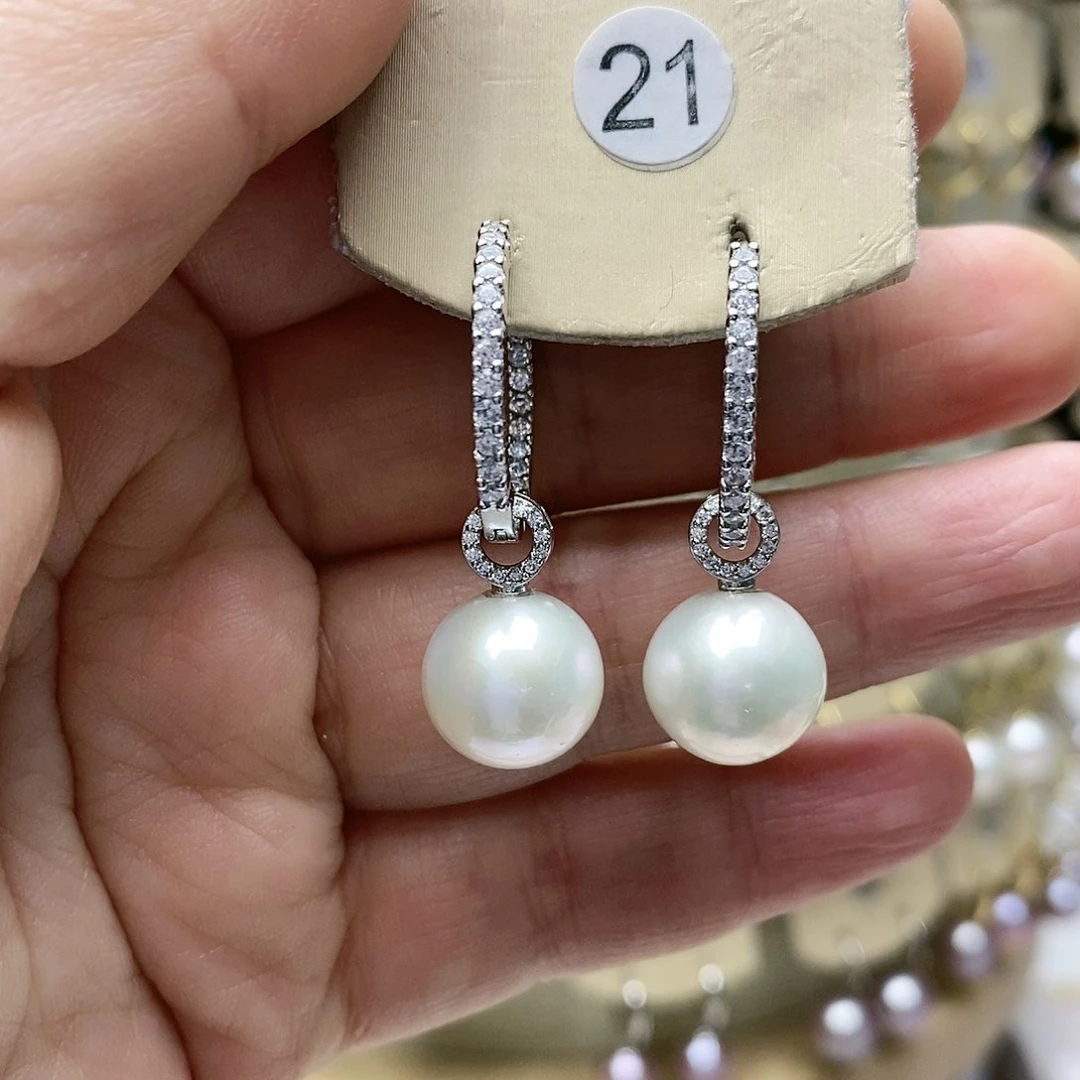 淡水珍珠耳饰银S925镶嵌