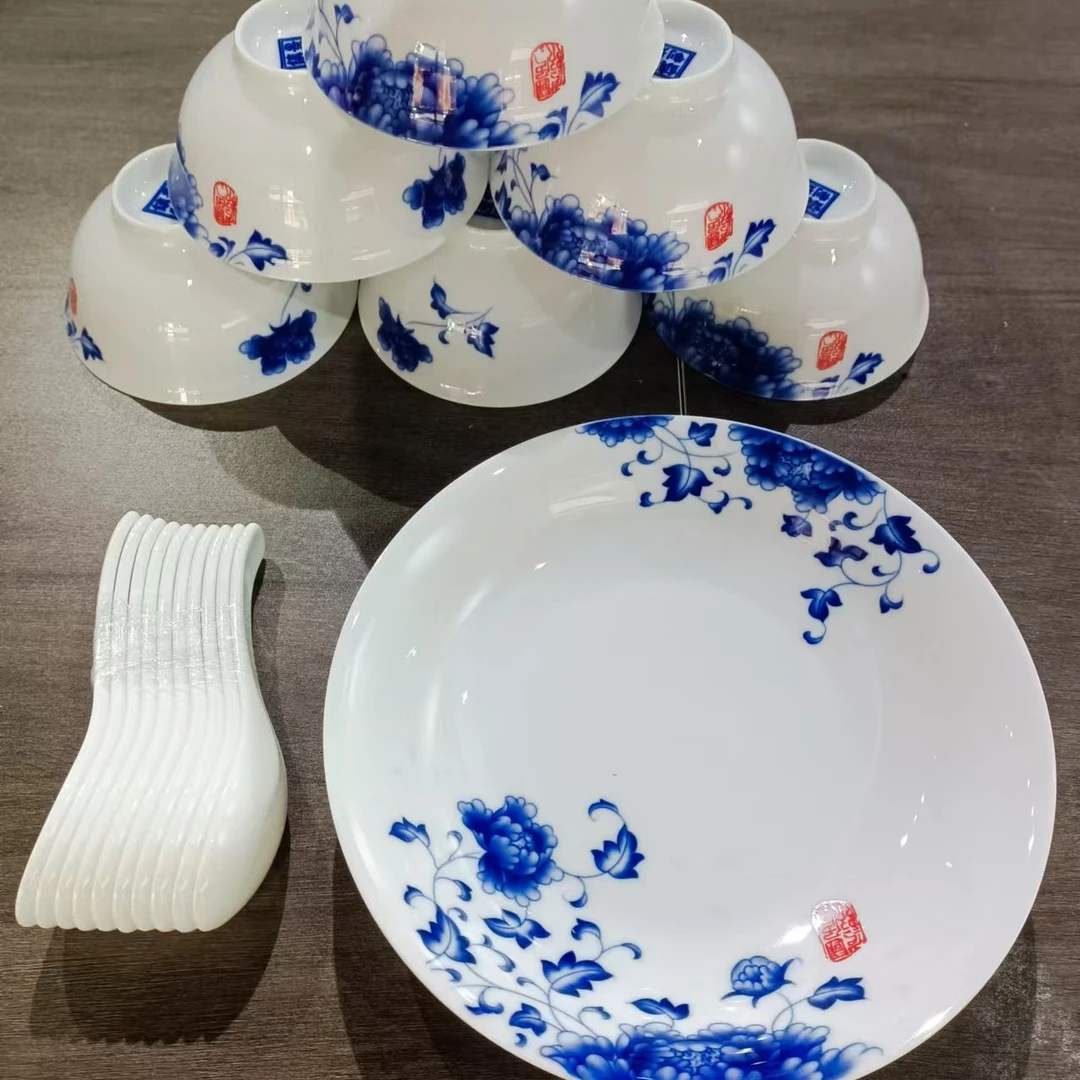 景德镇制30头国色多姿青花釉中彩高白瓷餐具中式陶瓷家用实用礼品