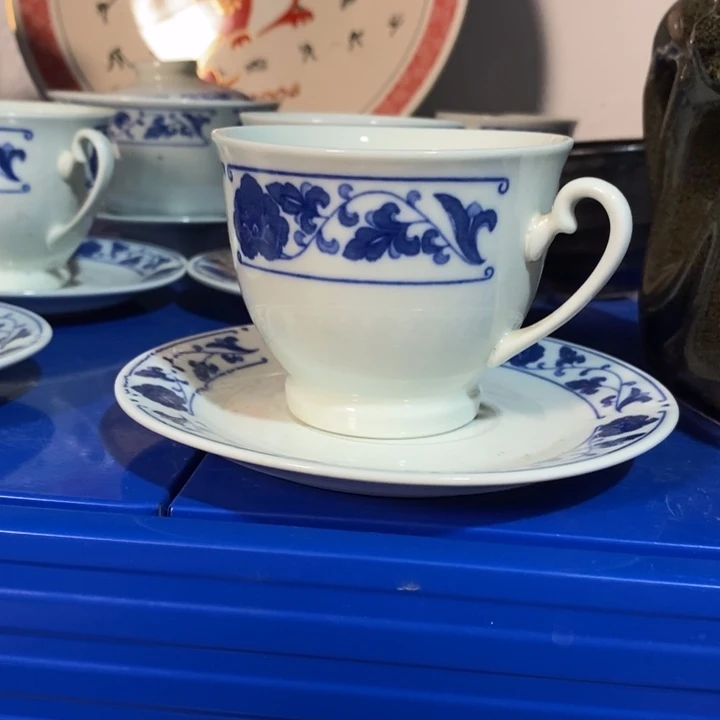 瓷片四厂翡翠瓷咖啡杯碟约150ml